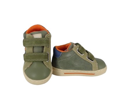 Sneaker primo passo in pelle e camoscio con doppio velcro