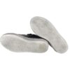 Sneaker in pelle e mmicro glitter con lacci e zip