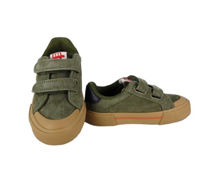 Sneaker in camoscio con doppio velcro