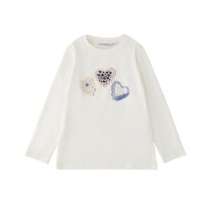T-shirt manica lunga con stampa cuori