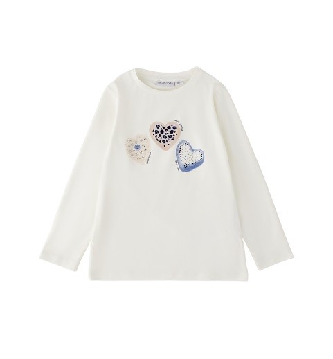 T-shirt manica lunga con stampa cuori
