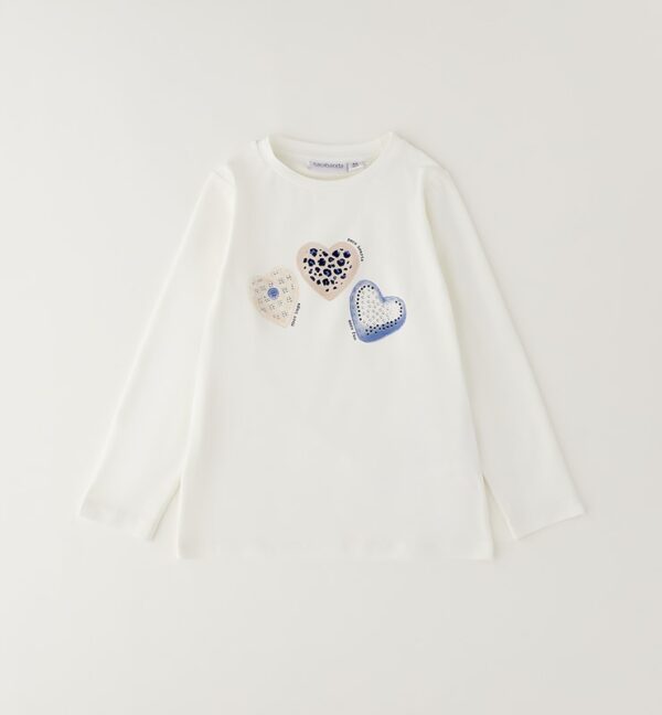 T-shirt manica lunga con stampa cuori