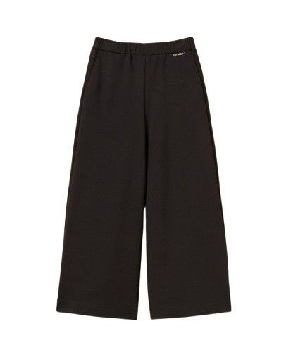 Pantalone cropped in punto milano vita elasticizzata