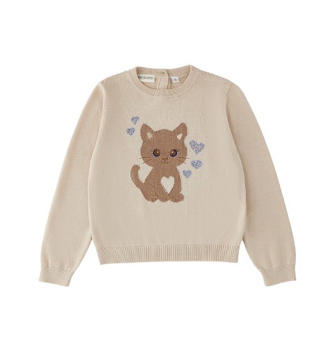 Maglione in cotone con gattino