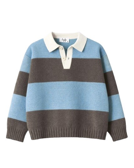 Maglione polo in cotone tricot a righe