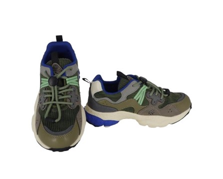 Sneaker in tessuto ed eco pelle con lacci elastici