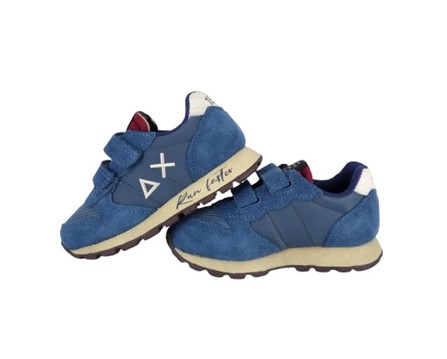 Sneaker bassa in camoscio e tessuto con doppio velcro