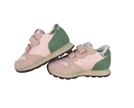 Sneaker bassa in camoscio e tessuto con doppio velcro