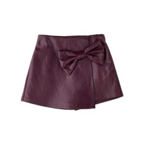 Gonna/short effetto pelle con fiocco
