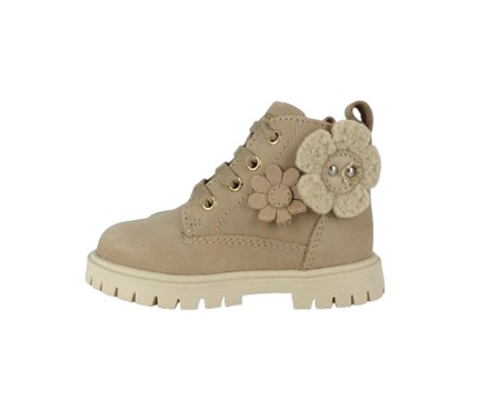 Anfibio in pelle con fiori lacci e zip
