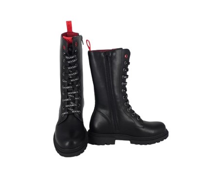 Stivale alto in eco pelle con lacci logati e zip
