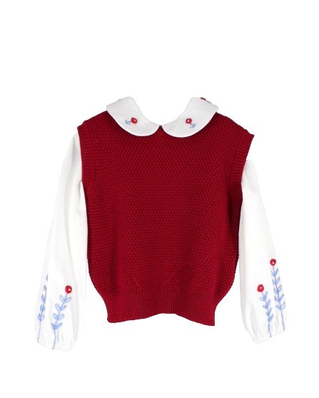 Completo camicia con ricami, gilet e pantalone in velluto