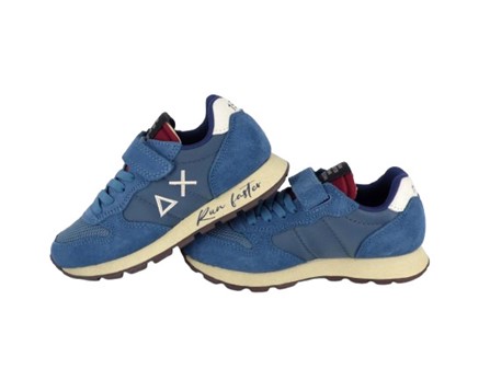 Sneaker bassa in camoscio e tessuto con velcro e lacci