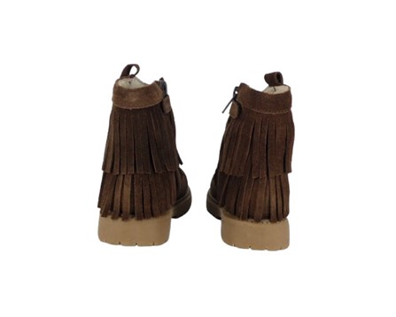 Stivale in camoscio con frange e zip