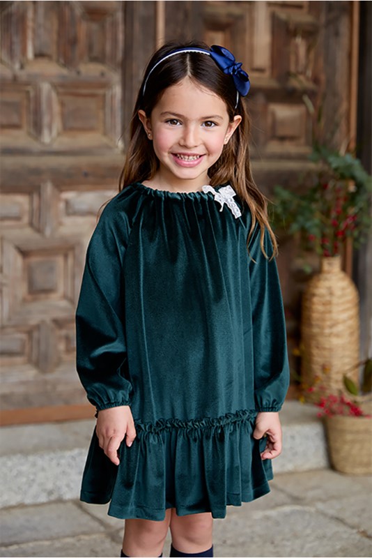 Vestito in velluto con scollo elasticizzato