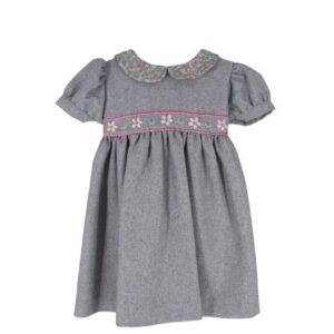 Vestito con fiorellini ricamati e colletto fantasia floreale