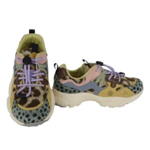 Sneaker in tessuto ed eco pelle con lacci elastici
