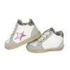 Sneaker primo passo in pelle e camoscio con lacci