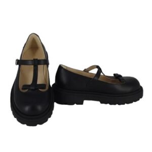 Ballerina in pelle con fiocchetto e fibbia
