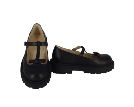 Ballerina in pelle con fiocchetto e fibbia
