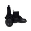 Stivaletto in pelle con gambale in tessuto e fiocco