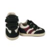 Sneaker primo passo in pelle e camoscio con doppio velcro