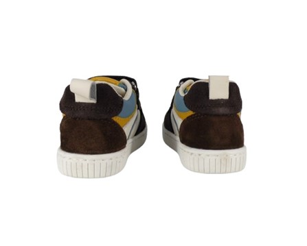 Sneaker primo passo in pelle e camoscio con velcro