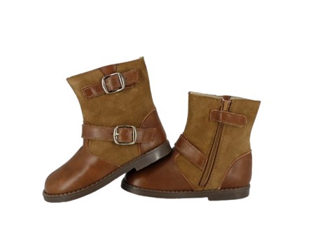 Stivaletto in pelle e camoscio con zip