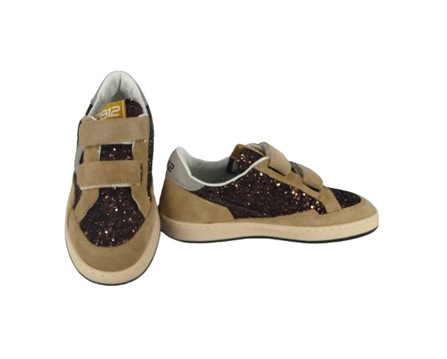 Sneaker in pelle e camoscio con doppio velcro