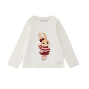 T-shirt manica lunga con stampa coniglietta
