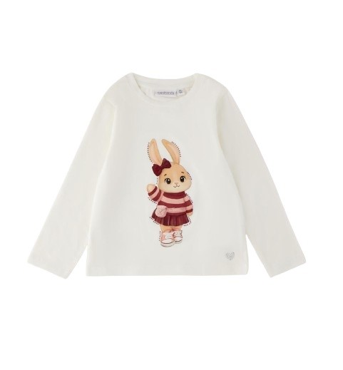 T-shirt manica lunga con stampa coniglietta