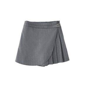 Gonna/short gessata lurex a portfoglio con pieghe