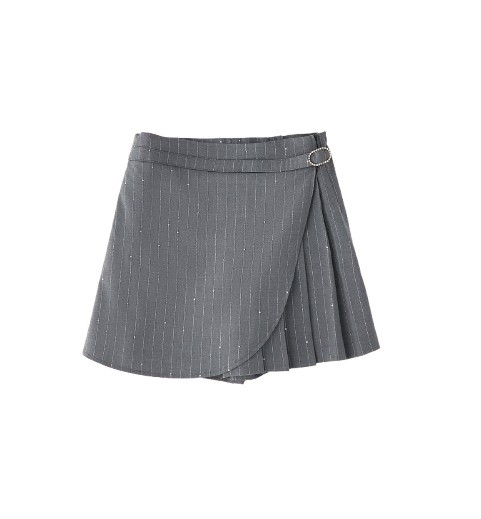 Gonna/short gessata lurex a portfoglio con pieghe