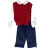 Completo camicia con ricami, gilet e pantalone in velluto