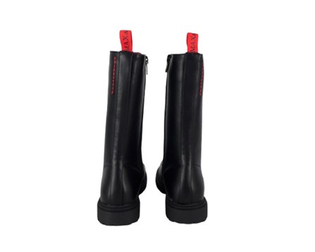 Stivale alto in eco pelle con lacci logati e zip