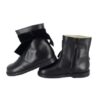 Stivaletto in pelle con fiocchetto in velluto e zip