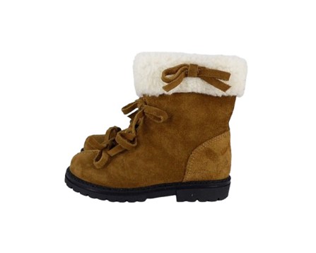 Stivaletto in pelle scamosciata con fiocchetti e zip