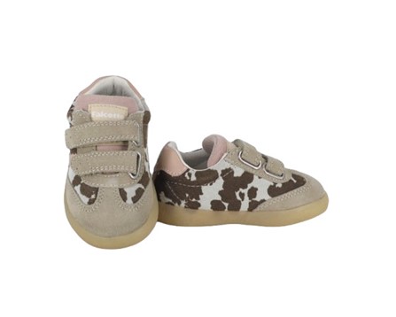 Sneaker primo passo in camoscio con doppio velcro
