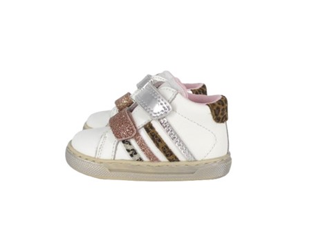 Sneaker primo passo in pelle con doppio velcro