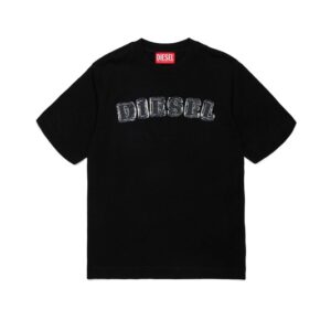 T-shirt con logo in denim