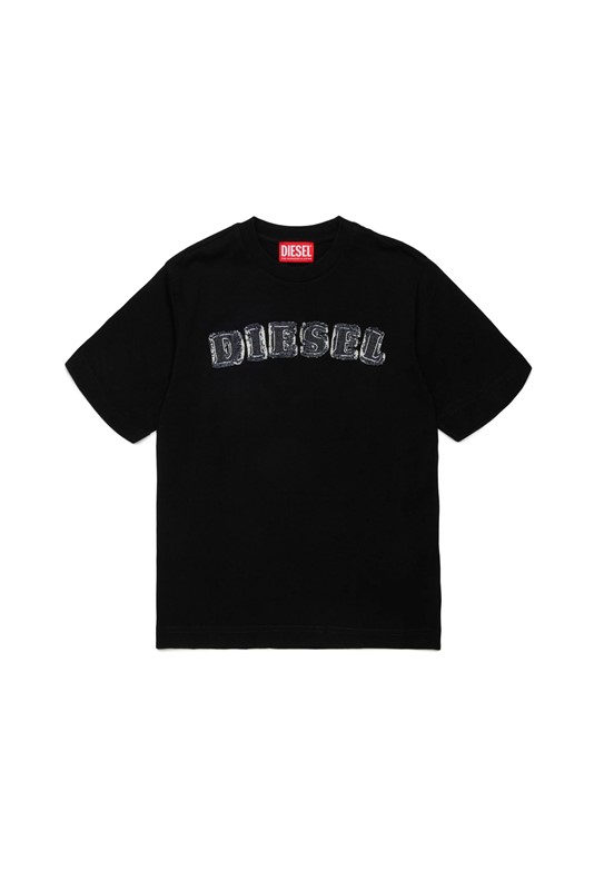 T-shirt con logo in denim