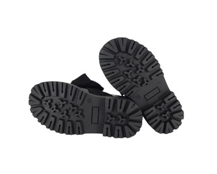 Stivaletto in pelle con gambale in tessuto e fiocco