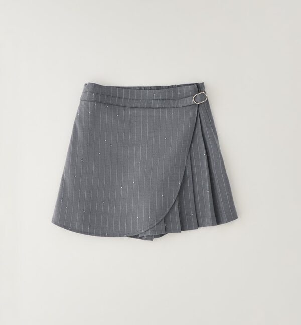 Gonna/short gessata lurex a portfoglio con pieghe