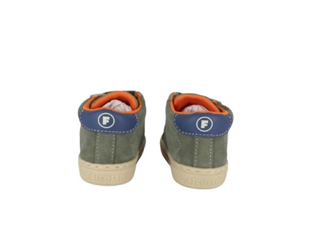 Sneaker primo passo in pelle e camoscio con doppio velcro