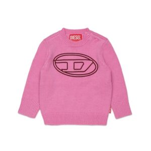 Maglione con maxi logo ricamato