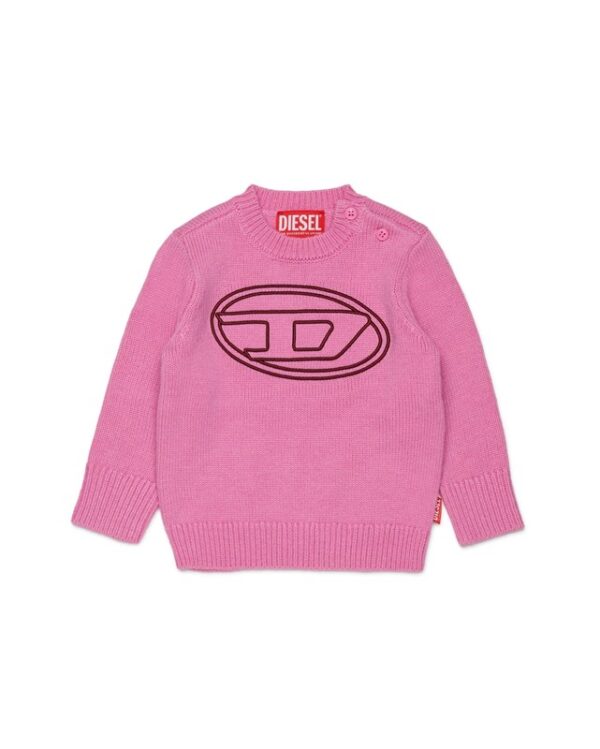 Maglione con maxi logo ricamato
