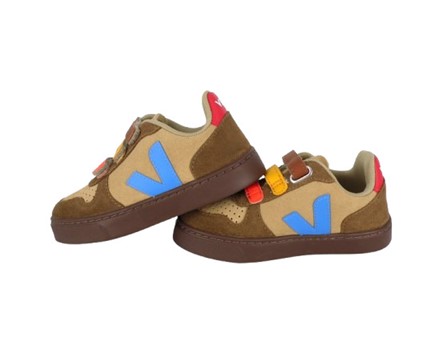 Sneaker in pelle e camoscio con triplo velcro