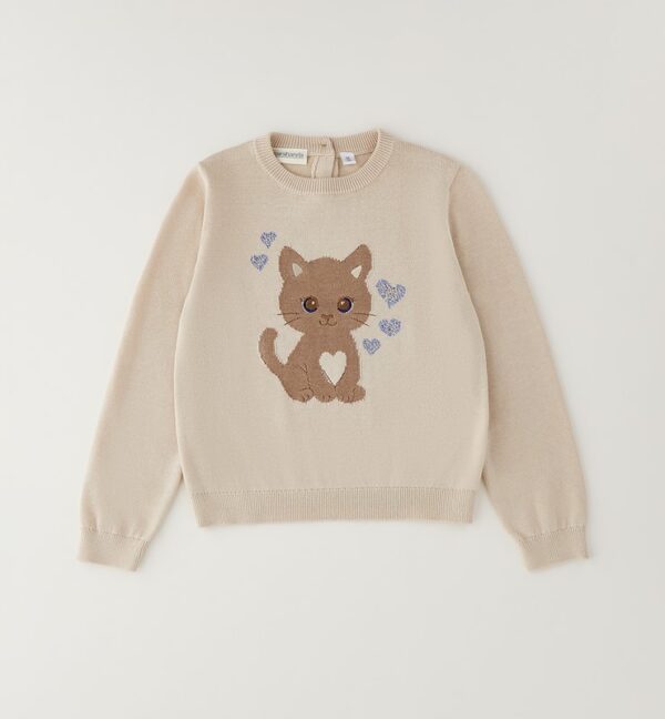 Maglione in cotone con gattino