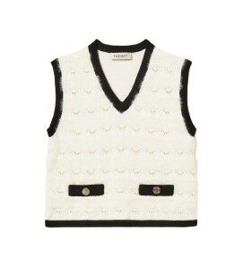 Gilet in maglia pelo lungo scollo a v