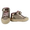 Sneaker alta in eco pelle metallizzata con velcro e lacci